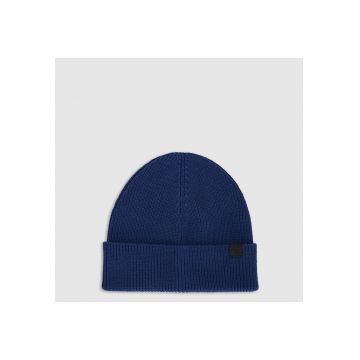 Caciula beanie barbati -  albastru - uni - 100% bumbac