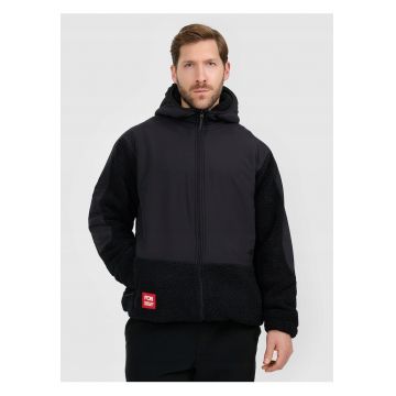 Hanorac barbati  polar sherpa cu gluga - negru - sintetic