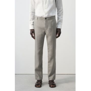 Pantaloni slim-fit din in - Gri