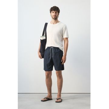 Pantaloni sucrti de baie cu snur si buzunare - Bleumarin