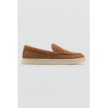 Pantofi loafer din piele intoarsa - Caramel