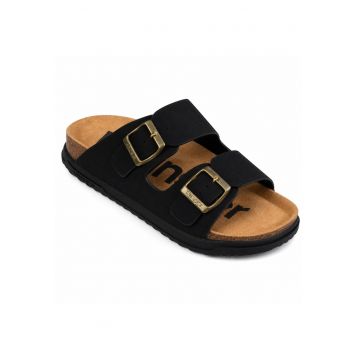 Papuci barbati  BELVILLE - confort sporit - talpa usoara - negru - sintetic