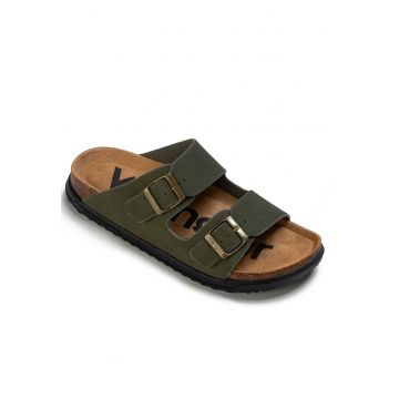 Papuci barbati  BELVILLE Slider - confort sporit - verde inchis - material sintetic