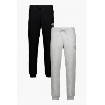 Set de pantaloni de trening slim-fit - 2 perechi - Negru/Gri deschis melange