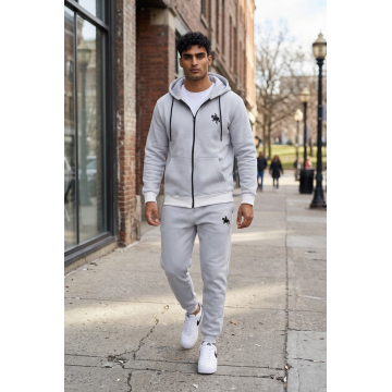 Trening barbati slim fit Pantaloni + Hanorac  gri  13525