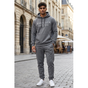 Trening barbati slim fit Pantaloni + Hanorac  gri  vatuit 13521