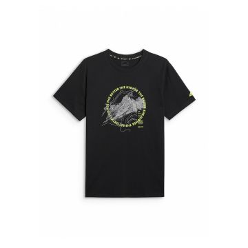 Tricou barbati  regular - imprimeu negru - Negru