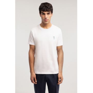 Tricou cu decolteu la baza gatului si logo pe piept - Alb optic