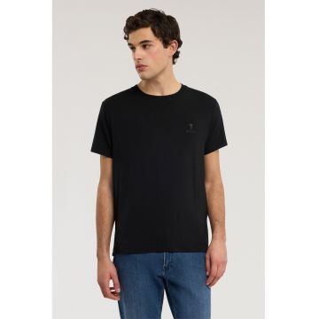 Tricou cu decolteu la baza gatului si model uni