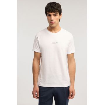 Tricou de bumbac cu decolteu la baza gatului - Alb optic