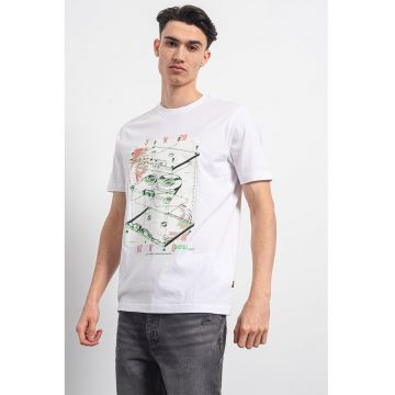 Tricou de bumbac cu imprimeu grafic Cassette - Alb/Negru/Verde lime