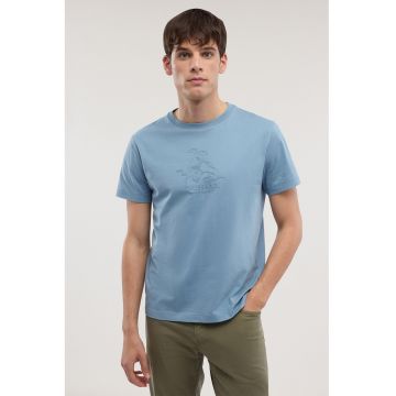Tricou de bumbac cu imprimeu logo - Albastru deschis