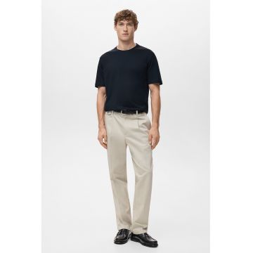 Tricou din bumbac cu decolteu la baza gatului - Albastru ultramarin