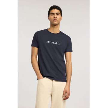 Tricou din bumbac cu imprimeu logo - Albastru oceanic/Albastru deschis