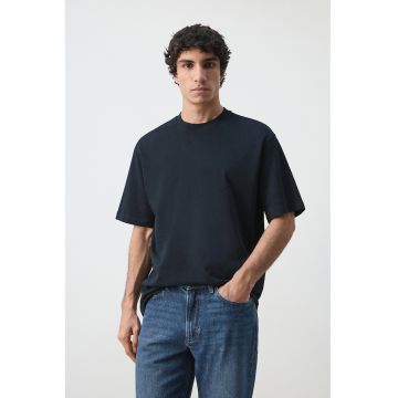 Tricou heavy cu croiala relaxed-fit - Albastru ultramarin