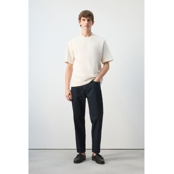 Tricou heavy cu croiala relaxed-fit - Bej deschis