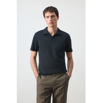 Tricou pique polo cu croiala slim-fit - Albastru ultramarin