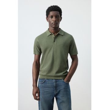Tricou polo cu croiala regular-fit - Verde melange