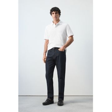 Tricou polo de bumbac pique - Alb optic
