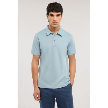 Tricou polo din amestec de bumbac - Albastru deschis
