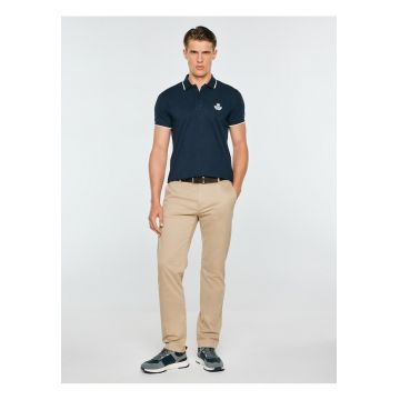Tricou polo slim fit cu detaliu brodat