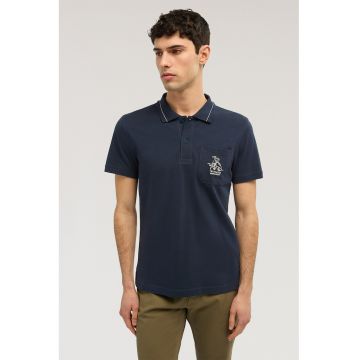 Tricou regular fit cu fenta cu nasturi - Verde englez