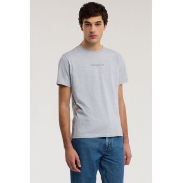 Tricou regular fit cu imprimeu logo - Albastru melange