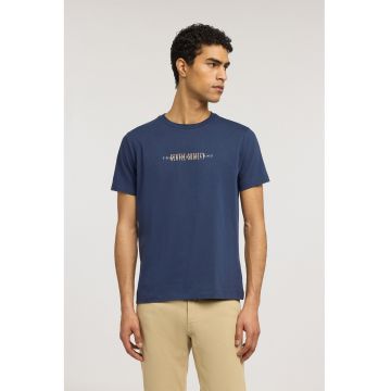 Tricou regular fit cu logo brodat - Albastru inchis