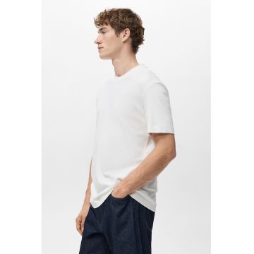 Tricou regular-fit cu model uni - Alb