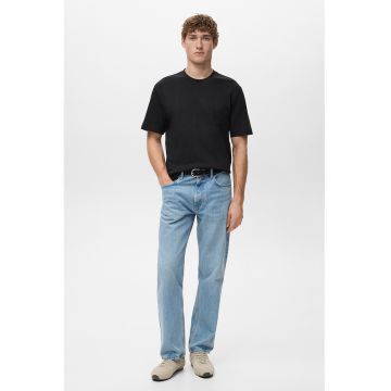 Tricou regular-fit cu model uni - Negru