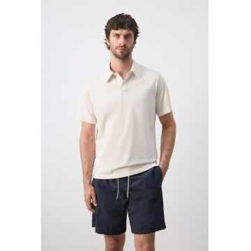 Tricou regular fit din material pique - Bej deschis
