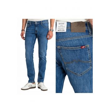 Blugi Barbati -  Oregon Tapered - W33-L36 USA - Albastru - Bumbac - Design Clasic Casual - Ideal Pentru Uz Zilnic - Material Premium Confortabil - Aspect Denim Modern - 5 Buzunare - Fermoar