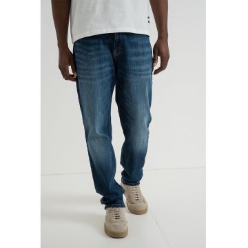 Blugi relaxed fit cu nasturi - Albastru inchis
