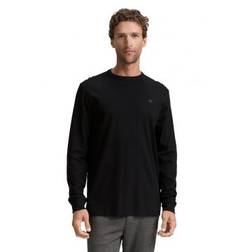 Bluza din bumbac cu decolteu la baza gatului - Negru