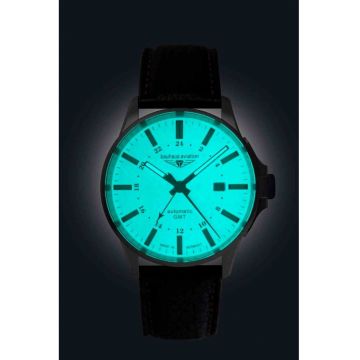 Ceas automat  Bauhaus Aviation 28685 - tacere bej - titan - 42mm - curea din piele