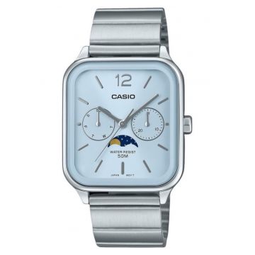 Ceas barbatesc  afisaj fazele lunii - cadran albastru deschis - 34x09.3mm