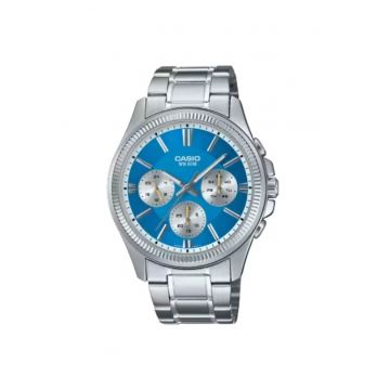 Ceas barbatesc  DAY DATE MULTIFUNCTION - albastru deschis - bratara din otel inoxidabil - rezistent la apa 5 atm