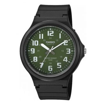 Ceas barbatesc  MW-240-3B - mecanism quartz - carcasa si bratara din plastic - culoare neagra - cadran verde - 44x10mm - set cu cutie decorativa.