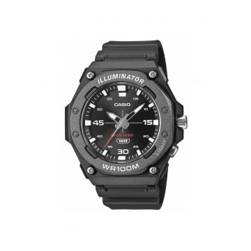 Ceas barbatesc  MW-620H-1AVDF - rezistent la apa 10 BAR - iluminare LED - negru - 46mm - set cu cutie