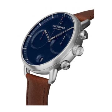 Ceasuri barbatesti  Pioneer - cronograf - curea din piele cafenie - 42mm - 5 ATM
