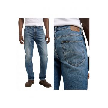 Pantaloni Barbati -  West - Marime 32/34 - Croi Regular Fit - Stil Drept - Inaltimea Taliei Medie - Inchidere Fermoar - W32xL34 - Albastru
