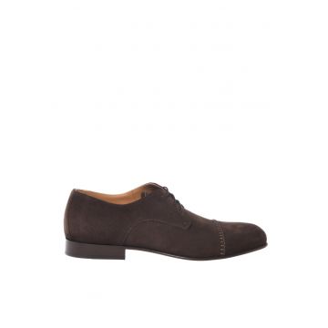 Pantofi derby din piele intoarsa - Maro inchis