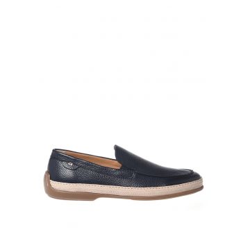 Pantofi loafer din piele cu monograma discreta - Albastru