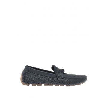 Pantofi loafer texturati din piele - Albastru