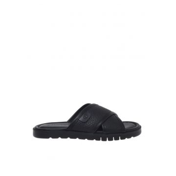 Papuci din piele - Negru