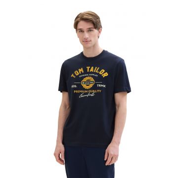 Tricou din bumbac cu imprimeu logo - Albastru inchis