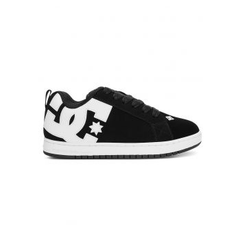 Adidasi barbati -  din piele naturala - negru cu logo alb -