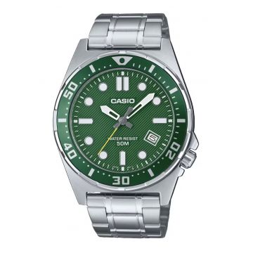 Ceas barbatesc  MTD-135D-3A - mecanism quartz - bratara si carcasa din otel inoxidabil - verde - 44x9mm