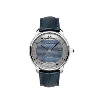 Ceas  barbati - 8562-3 - mecanism automatic - carcasa inox - curea piele naturala - 40mm - albastru
