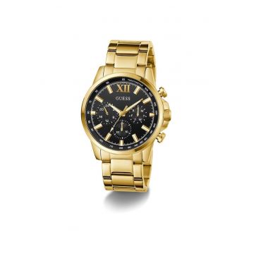 Ceas barbati  Classic - 44 mm - bratara aurie - carcasa aurie - cadran negru - mecanism quartz - rezistent la apa 50m - inox